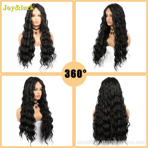 Lace Front Wholesale Wigs For Women Party Or Daily Wear Long Natural Curly Black Color Lacefront Ladies Synthetic Hair Wigs